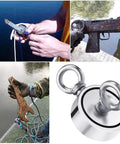 1000 Lbs Magnet Fishing Kit With Case For Men Gift Set Includes Double Sided Neodymium Magnets 65 Ft Heavy Duty Rope Protective Gloves