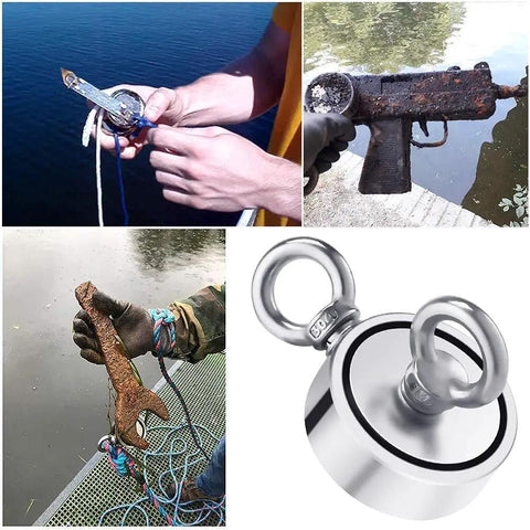 1000 Lbs Magnet Fishing Kit With Case For Men Gift Set Includes Double Sided Neodymium Magnets 65 Ft Heavy Duty Rope Protective Gloves
