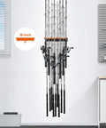 Heavy Duty Vertical Fishing Rod Holder Wall Mounted Rack Hooks Up 15 Large Rods Or Rod And Reel Combos In Just 18 Inches