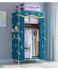 Spacious Portable Standing Closet With Reinforced Hanging Rods Fabric Wardrobe Organizer Featuring Extra Shelves And Side Pockets Quick No Sweat Snap Together Storage Rack with colorful panda design.