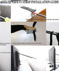 Heavy Duty Metal Anti Tip Straps installation guide showing steps for securing furniture with adjustable wall anchors.