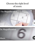 Comparison showing 1.75x magnification with LightView Pro Flex 2 in 1 Magnifying Desk Lamp With 1.75x LED Light Magnifier Flexible Gooseneck.