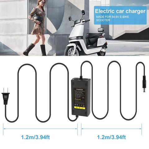 54.6V 2A Lithium Battery Charger For Gotrax Scooters 48V To 54.6V With 5.5X2.1MM Round Connector 100 To 240V AC Input 54.6V Max Output Safe Universal Power Adapter For GXL V2 G2 G3 G4 Apex Glider XR Elite XR Ultra