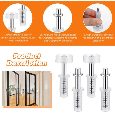 Six Pack Bi-Fold Door Top Roller Guide Wheels With Top Pivot Spring Loaded Bi-Fold Door Hardware Kit on display