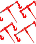 Four red Ratcheting Chain Binder Three Eighths To One Half Inch Four Pack Load Binders With 9,200 Lbs Working Load Limit shown.