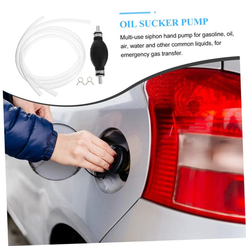 Manual Transfer Pump Siphon For Gas And Other Liquids One Way Hand Pump Portable Lightweight For Cars Lawn Equipment And Water Changes Easy To Use Perfect For Quick Oil Or Fluid Changes Without Fuss, shown with car fuel transfer
