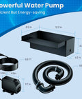 12 Inch Waterfall Spillway Kit With 304 Stainless Steel Spillway Box 40W 660GPH Submersible Pump 9.8Ft Corrugated Tubing And Adjustable Flow