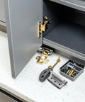 Heavy Duty Stainless Steel Toilet Partition Hinges With Spring Return And Silent Close Installation Hardware on countertop
