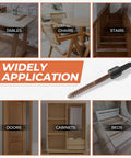 16 Pack One Quarter By Two Inch Hanger Bolts With Driver Bit Heavy Duty Threaded Fastener Kit For Furniture Build Out And Diy Projects No Sweat Assembly Rock Solid Grip Every Time shown with applications in tables, chairs, stairs, doors, cabinets, and beds.