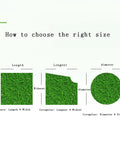 Graphic showing size selection for Realistic Outdoor Artificial Grass Lawn Turf Mat for Patio and Garden, various shapes depicted