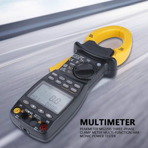 MS2205 Three Phase Clamp Meter With Harmonic Power Tester And Multi Function Digital Multimeter with yellow clamp