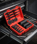 Sick 14 Piece Bearing Removal Tool Kit With Heavy Duty Red Carry Case For Motorcycle Maintenance High Hardness Steel Inner Bearing Puller Set No BS Heavy Hitters Professional Mechanics Equipment Easy To Handle Great For Any Garage Workshop red case with bearing puller rods and sleeves