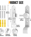 Built Tough Heavy Duty 90 And 180 Degree Barn Door Latch With Handle in zinc alloy, screws, and dimensions shown.