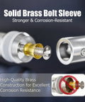 Close-up of solid brass bolt sleeve for 18 Inch Back-To-Back Door Pull Handle in brushed nickel finish, corrosion resistant