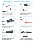 Step-by-step instructions on using the 10 Pack 2 Pin Weather Pack Connector Set For 20-14 AWG Wire Harness 2.5mm Series Automotive Electrical Plugs Waterproof Male And Female Housings With Seals And TPAs DIY Friendly.