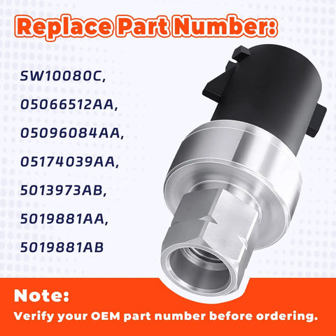 AC Pressure Sensor 5174039AA Easy Install Direct Fit For Chrysler Sebring Town And Country Voyager Caravan Durango Dakota Journey Liberty Wrangler Auto Refrigerant Pressure Transducer Switch Replacement