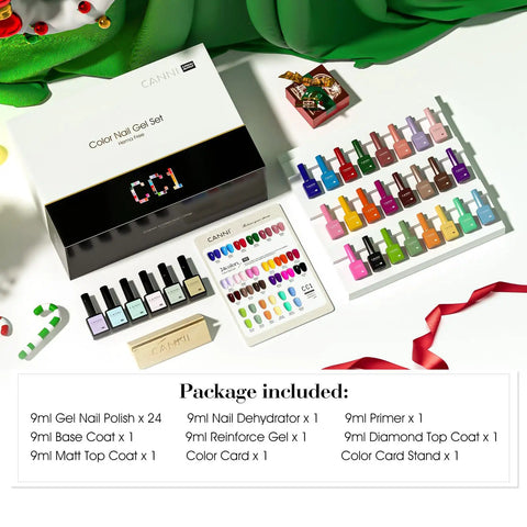 Hema Free Gel Nail Polish Set With 30 Pcs 9ml Each Soak Off Formula LED Compatible In Black Pink Nude Red Blue Green Colors Displayed