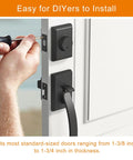 Installing Matte Black Front Door Handle Set With Deadbolt And Lever, Heavy Duty Double Door Lock Kit on white door.