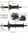 Beefed Up Complete 30 Inch Rear Axle And 48V 1000W Electric Differential Motor components with measurements and bolts