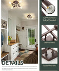 Industrial Four Light Semi Flush Mount Ceiling Light Fixture in Farmhouse Oil Rubbed Bronze Finish installed in a hallway