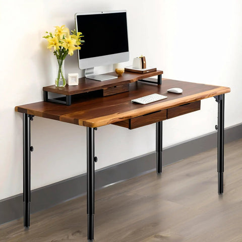 Heavy Duty Folding Adjustable Table Legs 4 Pack Steel Powder Coated RV Camper Support Frame No Sweat Setup Gotta Have In Your Gear Bag For Serious Outdoor Adventures on a wooden desk with a computer.