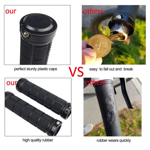 Comparison of Comfy Rubber Bike Handlebar Grips With Aluminum Alloy Core And Plastic End Caps For MTB BMX And More vs competitors.