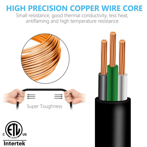 Detailed view of Eight Inch Short Power Extension Cord Outlet Saver Bang For Your Buck Must Have For Any Setup 3 Prong Grounded