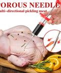Meat Injector Syringe 1 Ounce Marinade Kit With Two Needles For BBQ Grilling Turkey Chicken Beef Juicy Flavor Infusion Easy Injections
