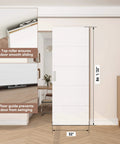 Concealed Sliding Barn Door With Soft Close Hardware Kit White Flush Hidden Door for Openings 24 to 28 Inches Wide by 84 Inches High