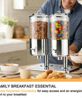 Built Different Stainless Steel Cereal Dispenser For Countertop 16L with dual heads holding cereal and candy.