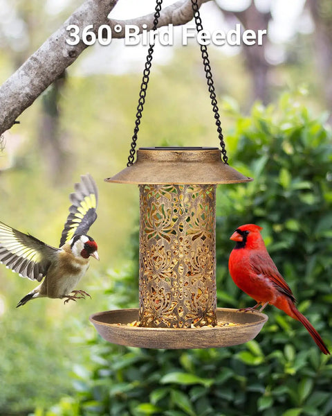 Solar Bird Feeder For Outdoors Hanging And Garden Lantern Style Metal Wild Bird Feeder With S Hook Gift For Bird Lovers