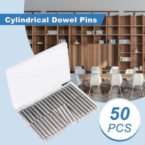 M5 X 30mm Dowel Pins, 304 Stainless Steel Cylindrical Locating Pins For Shelves Cabinets Bookshelves And Wood Metal Fixing, Set Of 50