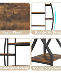 Features of Industrial Oval Etagere Bookshelf With Triple Wide Design And Five Tiers Boss Black Iron Pipe Frame And Wood Shelves