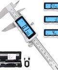 GRENTOOL Digital Caliper, 6 Inch Rechargeable with LCD Screen, Auto-Off with case and USB charging cable shown.