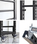 Heavy Duty Metal Rolling Tube Rack For Vinyl Fabric Wallpaper And Craft Film Featuring Smooth Braking Casters close-up of sturdy frame and adjustable rod details.