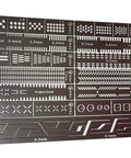 Rock Solid Stainless Steel Hobby Craft Ruler For Model Building And Engraving Dead On Detail Marking Gauge with measurement templates.