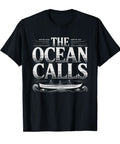 Open Water Outrigger Paddler Who Answers The Ocean Call Every Morning T Shirt For OC6 Racers Who Hold The Stroke Rate Grind Through Swells And Race The Swell In A Lightweight Classic Fit featuring boat graphic.