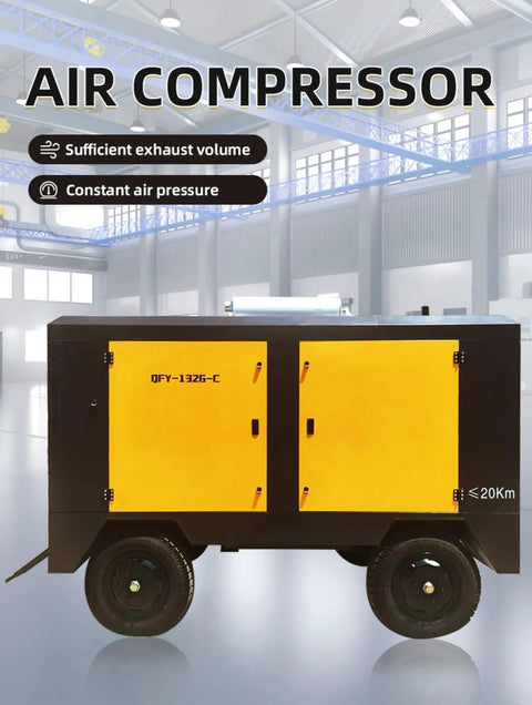 Industrial Electric Mobile Air Compressor With High Flow Rate 10 To 24 M3 Min For Heavy Duty Construction Mining And Drilling Applications Customizable Setup Available