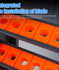 Heavy Duty CNC Tool Holder Rack Storage Organizer with Eight Row Metal Shelf, orange tool holders visible