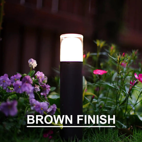 Low Voltage Pathway Lighting Kit 8 Pack Bollard Landscape Lights 2W 2700K Warm White LED Wired Path Lights 100 Lumens Metal Outdoor Brown Finish