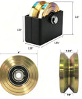 Heavy Duty 4 Inch Sliding Gate Rollers Kit 2 Pack With Welded Bracket And V Groove Wheels Solid Double Bearings 3000 Lb Load Capacity Easy Install