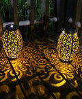 2 Pack Upgraded Solar Lanterns For Outdoor Use, 15 Lumens, Waterproof Hanging Patio Lights And Tabletop Lamps on wooden bench