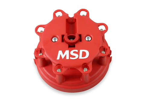 Distributor Cap And Rotor Kit Red For High Performance Ignition System Upgrade Low Resistance Brass Contacts Resists Carbon Tracking Street Ready Replacement Part For Reliable Spark And Maximum Voltage Transfer, red MSD cap