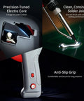 Close-up of 120W Soldering Gun Kit with 110V power, showing precision-tuned electro core and clean, consistent solder joint.