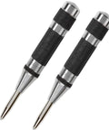 Pro Grade Automatic Center Punch With Hardened Steel Body And Knurled Grip Adjustable Tension Stroke Five And A Quarter Inch Pack Of Two