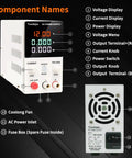 Adjustable DC Power Supply Benchtop 0 To 32V 0 To 10A Regulated Output With Digital Display Programmable Switching components