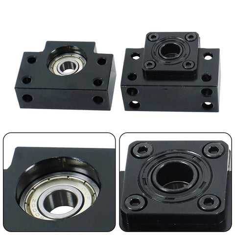 Close view of BF12 BK12 blocks from Built Tough 2 Pack 1200mm HGR20 Linear Guide Rails and 1200mm SFU1605 Ball Screw Drive Kit for CNC machines.