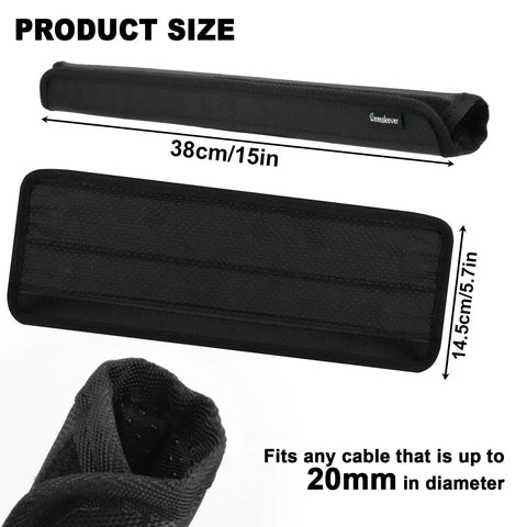 Tough EV Charger Cable Guard Sleeve With Quick Hook And Loop Wrap fits cables up to 20mm, showing 15in size dimensions.