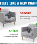 Heavy Duty Chair Cushion Support For Sagging Cushions 17x22 Inch Reinforced Plywood Seat Saver Before After Comparison