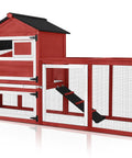 Mobile Chicken Coop On Wheels For Four To Six Hens With Run, Large Outdoor Hen House With Weatherproof Asphalt Roof, Red